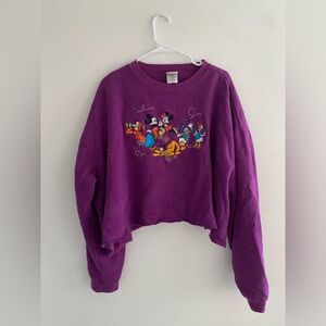 Y2K Vintage Disney Mickey Mouse & Friends Sweatshirt Purple Crop 4X